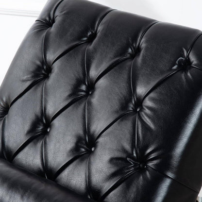 Black PU Leather Upholstered Tufted Armless Lumbar Pillow Included Chaise Lounger