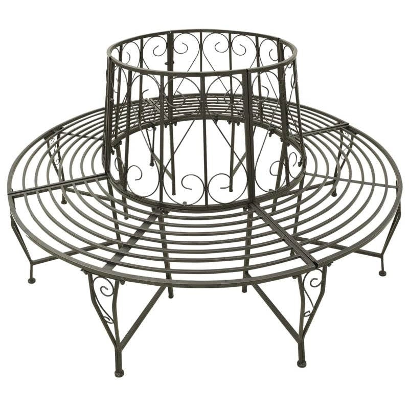 Circular Roundabout Grey Outdoor Garden Steel Tree Bench Wrap