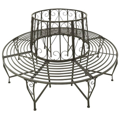 Circular Roundabout Grey Outdoor Garden Steel Tree Bench Wrap