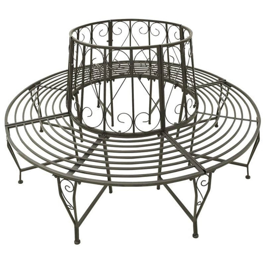 Circular Roundabout Grey Outdoor Garden Steel Tree Bench Wrap