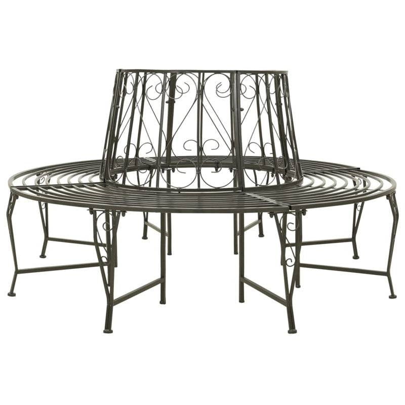 Circular Roundabout Grey Outdoor Garden Steel Tree Bench Wrap