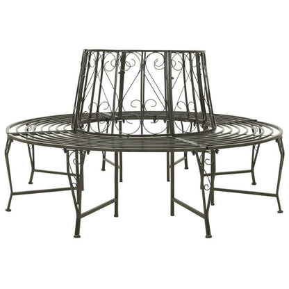 Circular Roundabout Grey Outdoor Garden Steel Tree Bench Wrap