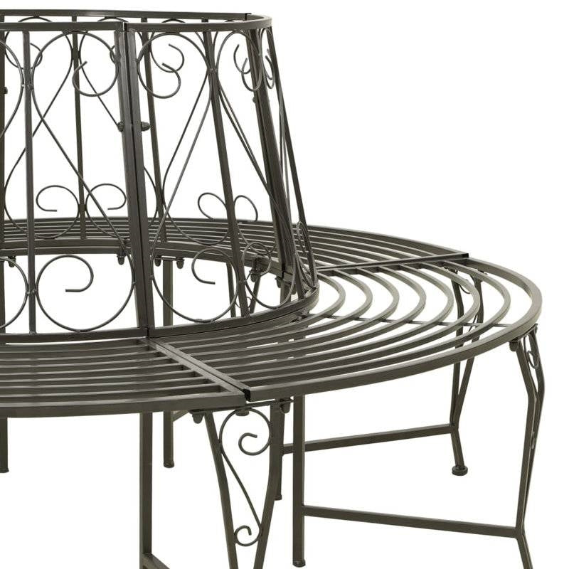 Circular Roundabout Grey Outdoor Garden Steel Tree Bench Wrap