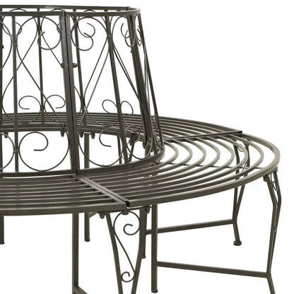 Circular Roundabout Grey Outdoor Garden Steel Tree Bench Wrap