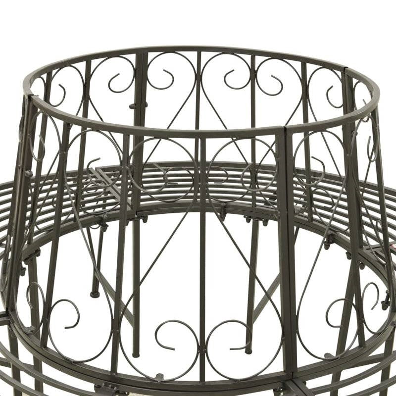 Circular Roundabout Grey Outdoor Garden Steel Tree Bench Wrap