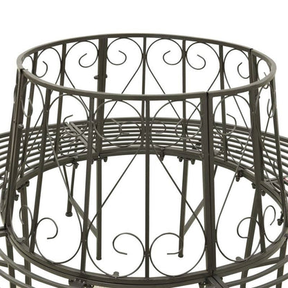 Circular Roundabout Grey Outdoor Garden Steel Tree Bench Wrap