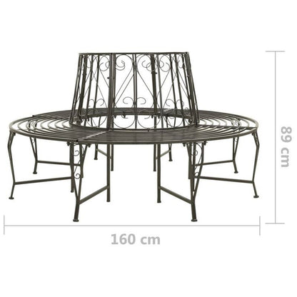 Circular Roundabout Grey Outdoor Garden Steel Tree Bench Wrap