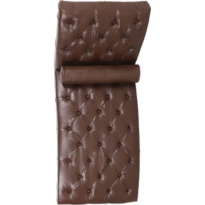Brown PU Leather Upholstered Tufted Armless Lumbar Pillow Included Chaise Lounger