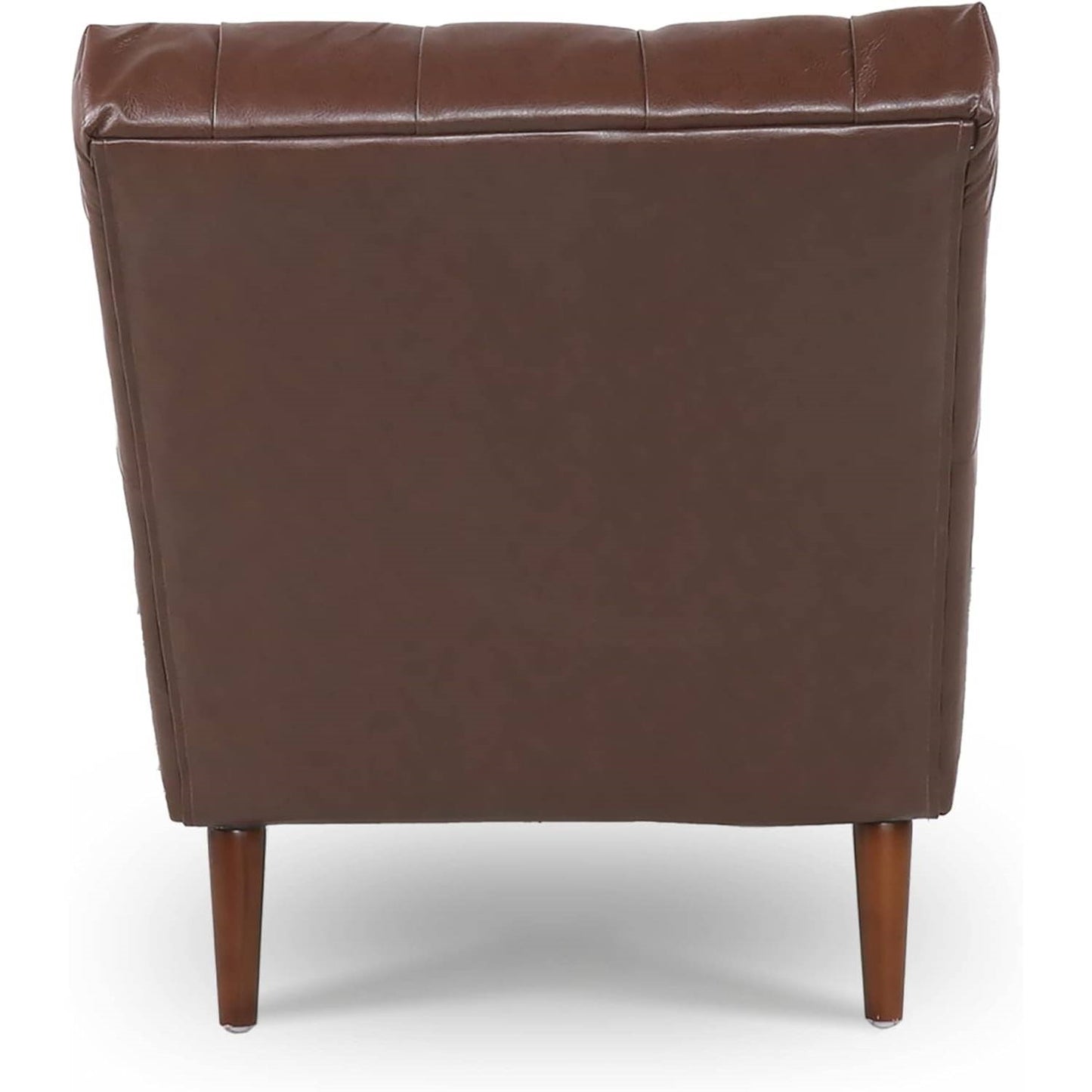 Brown PU Leather Upholstered Tufted Armless Lumbar Pillow Included Chaise Lounger