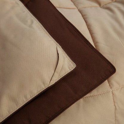 Twin/Twin XL Traditional Microfiber Reversible 3 Piece Comforter Set in Brown
