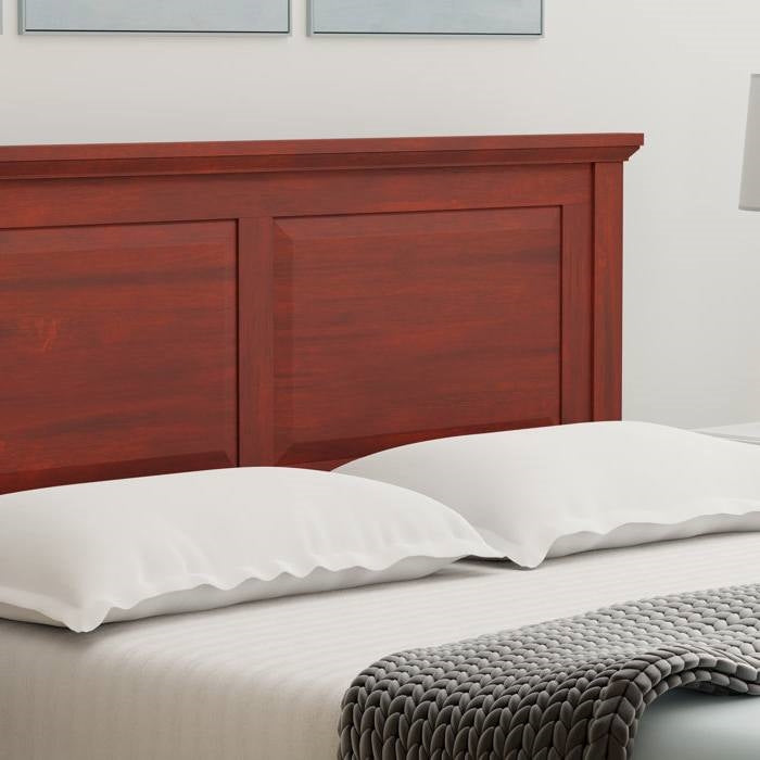 Queen Size Retro Solid Oak Wooden Platform Bed in Cherry