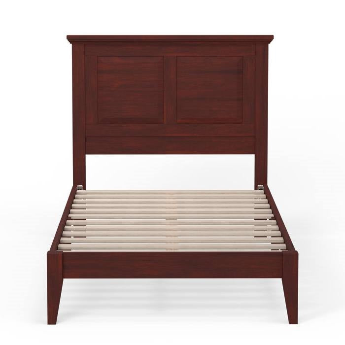 Twin Size Retro Solid Oak Wooden Platform Bed in Cherry