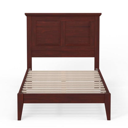 Twin Size Retro Solid Oak Wooden Platform Bed in Cherry