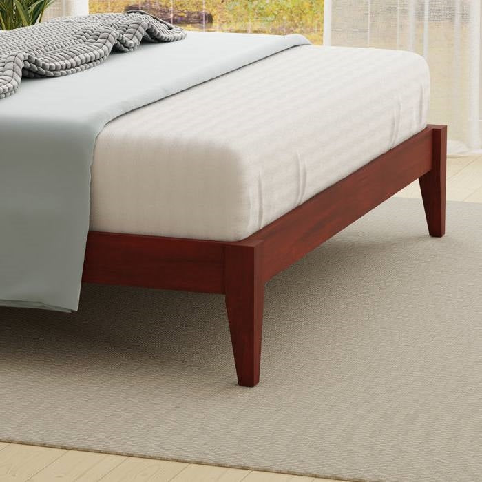 Twin Size Retro Solid Oak Wooden Platform Bed in Cherry