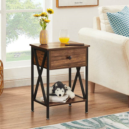 Rustic 1 Drawer Brown Nightstand - Set of 2
