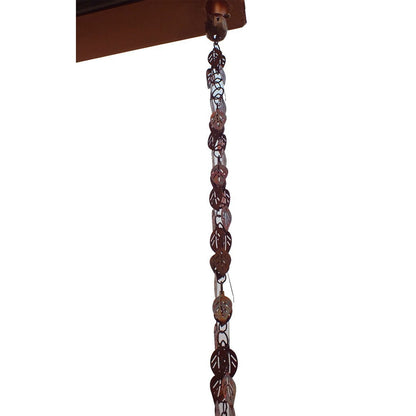 Pure Copper 8.5 Ft Leaf Rain Chain Gutter Rainwater Downspout