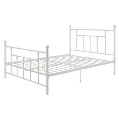 Full size White Metal Platform Bed Frame with Headboard and Footboard