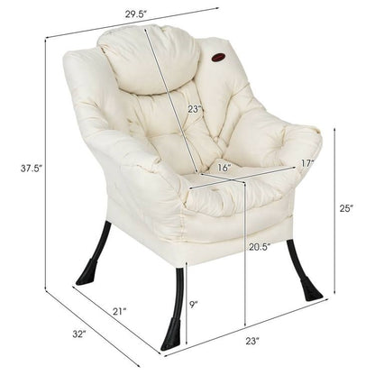 Upholstered High-Density Plush Cushioned Accent Chair w/ Side Pocket in Beige