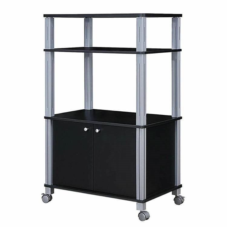Multifunctional 3 Tier Wheeled Baker’s Rack Cart Black/Metal