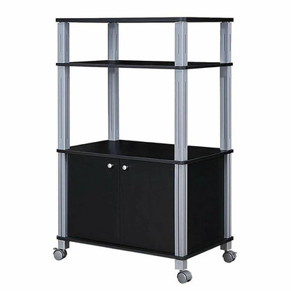 Multifunctional 3 Tier Wheeled Baker’s Rack Cart Black/Metal