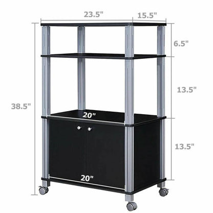 Multifunctional 3 Tier Wheeled Baker’s Rack Cart Black/Metal