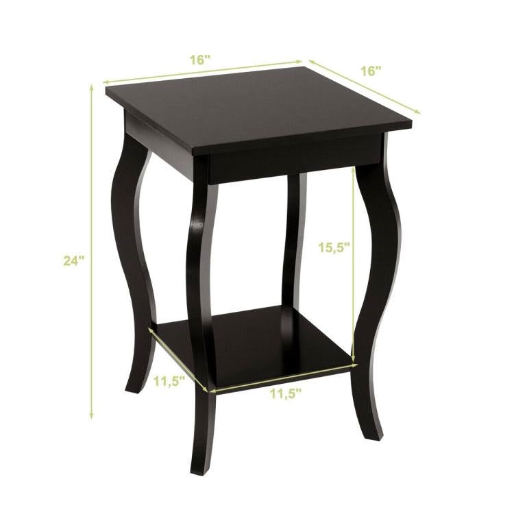 Modern Nightstand End Table Storage in Espresso - Set of 2