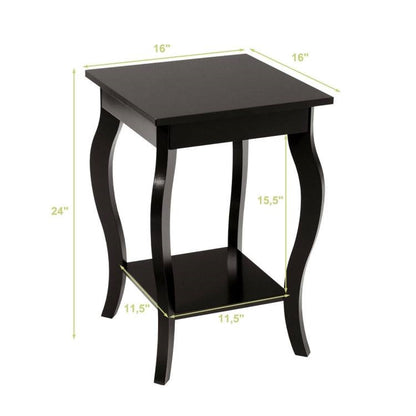 Modern Nightstand End Table Storage in Espresso - Set of 2