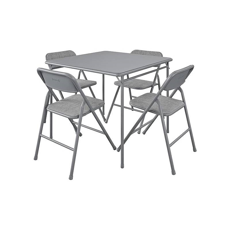 5-Piece Square Folding Dining Table 4 Chairs Guest Set - Grey