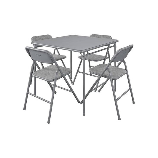 5-Piece Square Folding Dining Table 4 Chairs Guest Set - Grey
