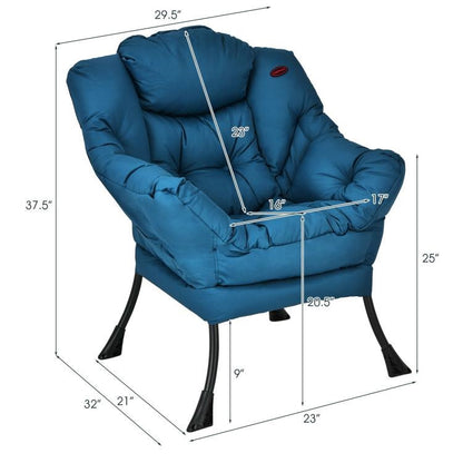 Upholstered High-Density Plush Cushioned Accent Chair w/ Side Pocket in Blue