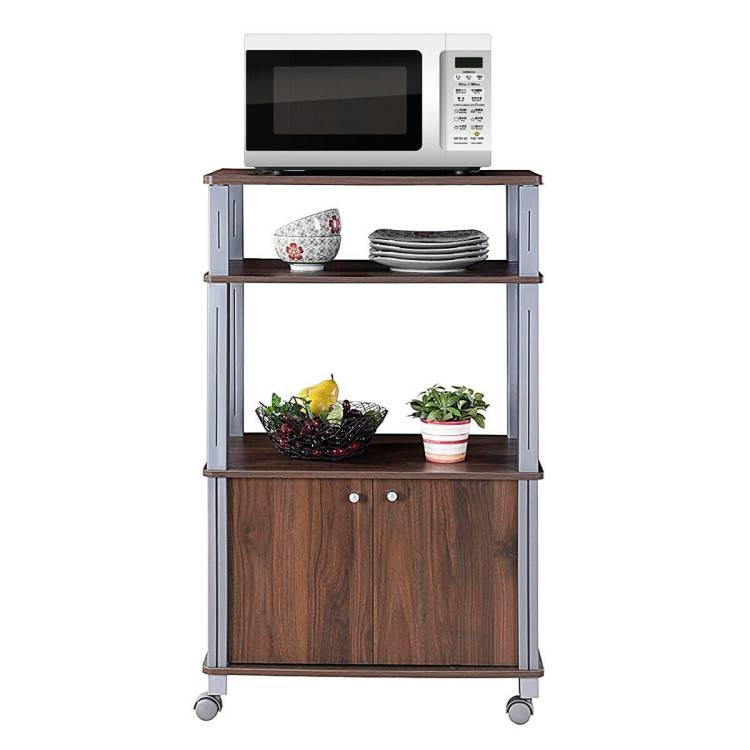 Multifunctional 3 Tier Wheeled Baker’s Rack Cart Walnut/Metal
