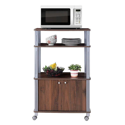 Multifunctional 3 Tier Wheeled Baker’s Rack Cart Walnut/Metal
