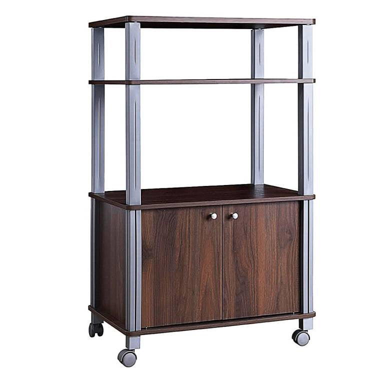 Multifunctional 3 Tier Wheeled Baker’s Rack Cart Walnut/Metal