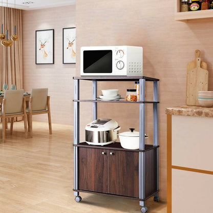 Multifunctional 3 Tier Wheeled Baker’s Rack Cart Walnut/Metal