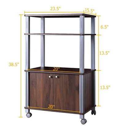 Multifunctional 3 Tier Wheeled Baker’s Rack Cart Walnut/Metal