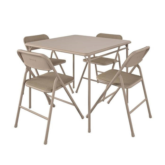5-Piece Square Folding Dining Table 4 Chairs Guest Set - Beige