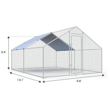 13-ft x 10-ft Metal Wire Mesh Chicken Coop Run Pen Outdoor with Waterproof Cover