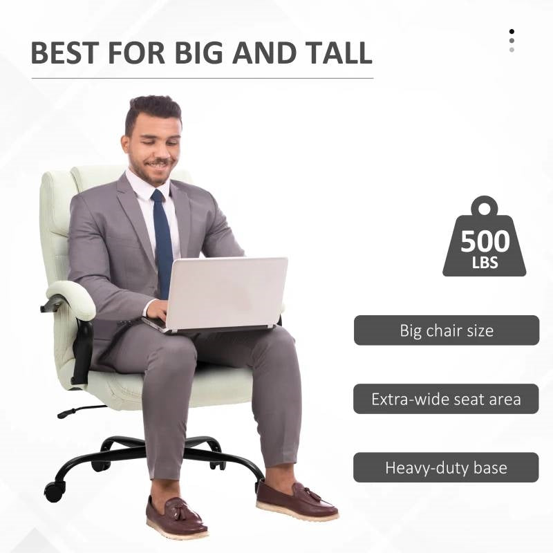 Cream Big and Tall Executive Adjustable Height Office Chair