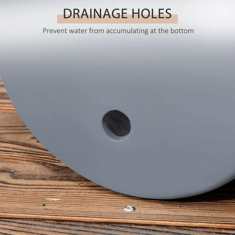 Set of 3 Stackable Circle Flower Pots with Drainage Holes in Grey