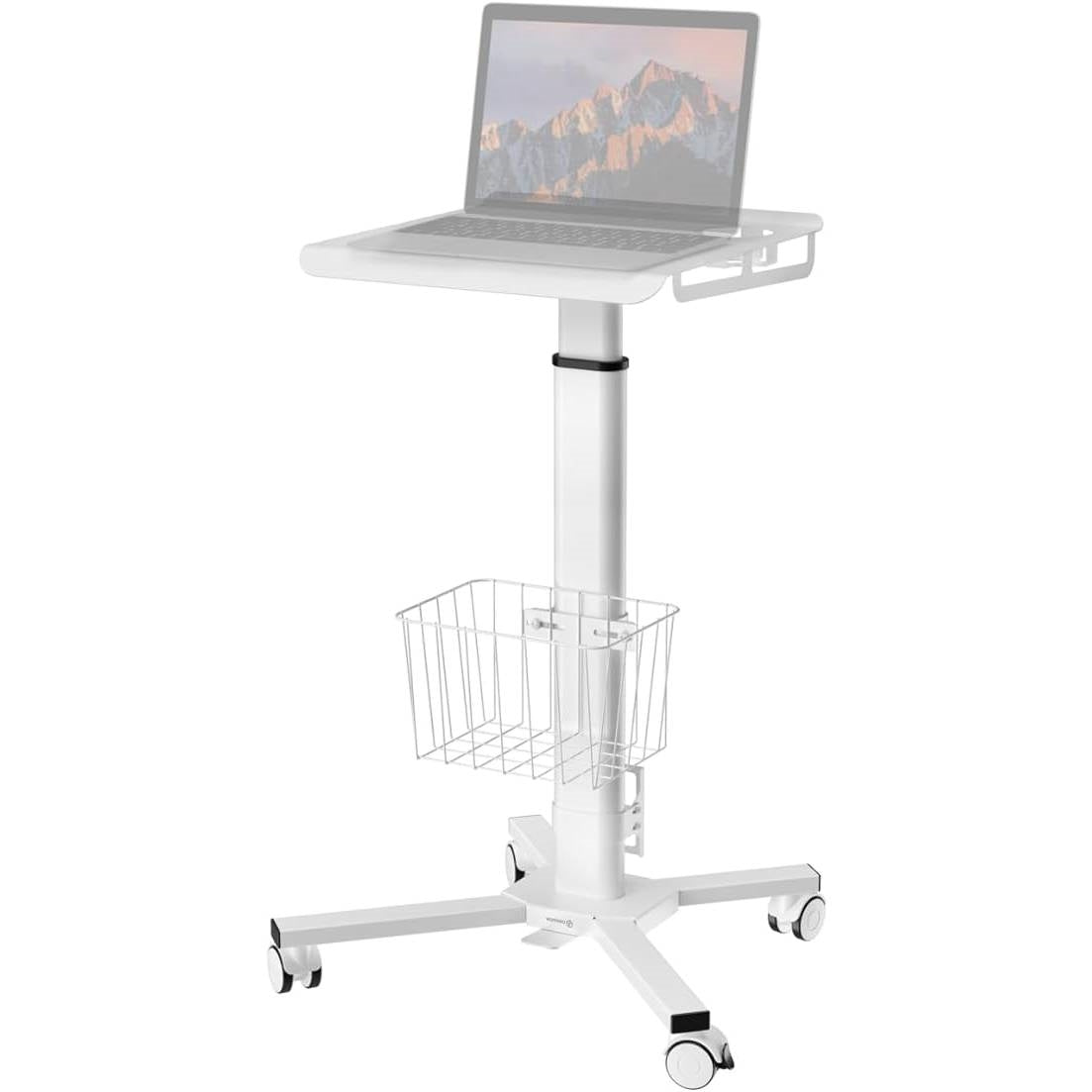 Hospital White Mobile Stand-Up Computer Desk Work Station