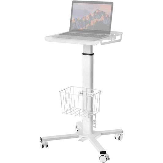 Hospital White Mobile Stand-Up Computer Desk Work Station