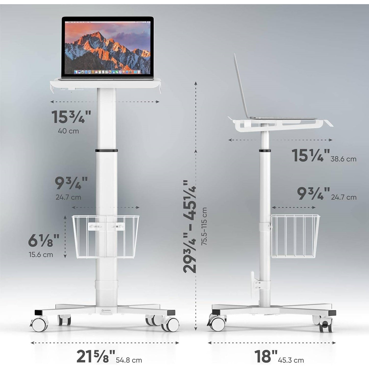 Hospital White Mobile Stand-Up Computer Desk Work Station