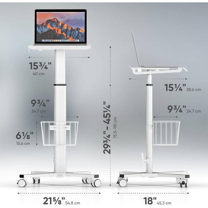 Hospital White Mobile Stand-Up Computer Desk Work Station