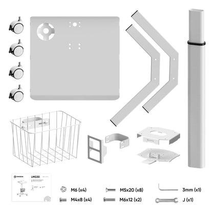 Hospital White Mobile Stand-Up Computer Desk Work Station