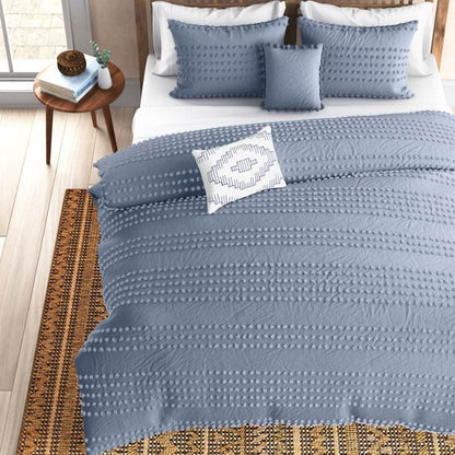 King Size 100% Cotton Boho Dot Comforter Set Denim