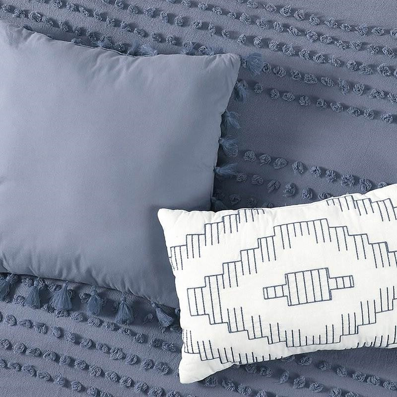 Full/Queen 100% Cotton Boho Dot Comforter Set Denim