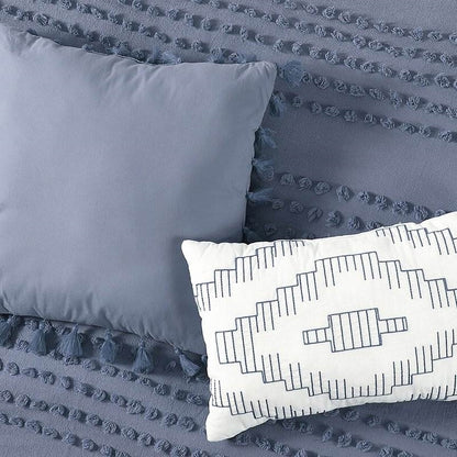 Full/Queen 100% Cotton Boho Dot Comforter Set Denim