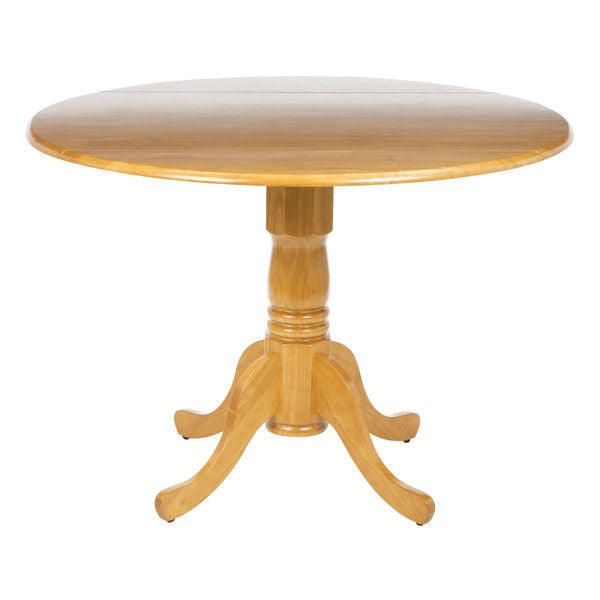 Round 42-inch Drop-Leaf Dining Table in Oak Wood Finish