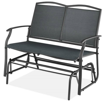 2 Seater Mesh Patio Loveseat Swing Glider Rocker with Armrests in Charcoal