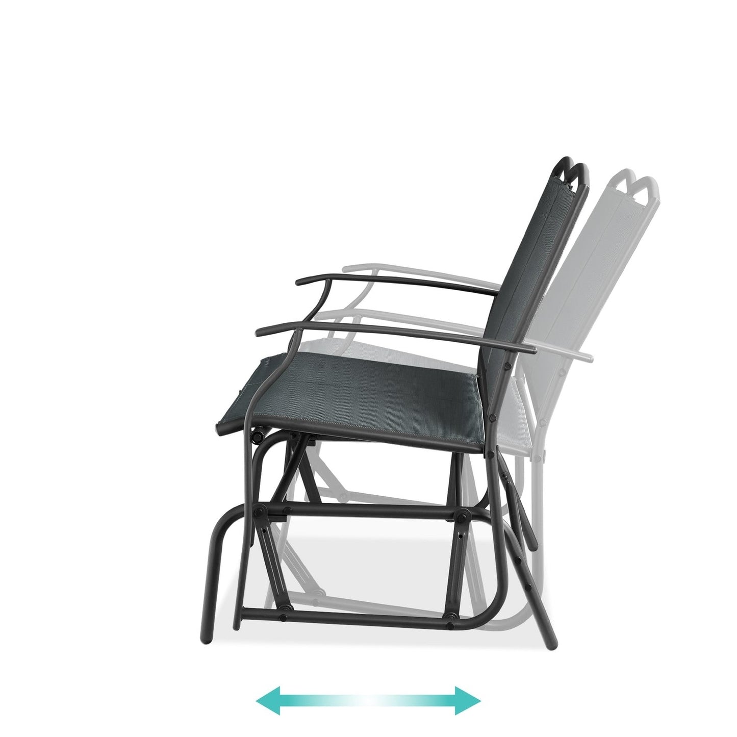 2 Seater Mesh Patio Loveseat Swing Glider Rocker with Armrests in Charcoal